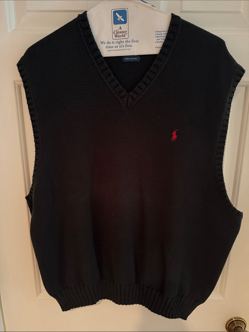 Polo by Ralph Lauren Black V-Neck Knit Vest with Red Pony
